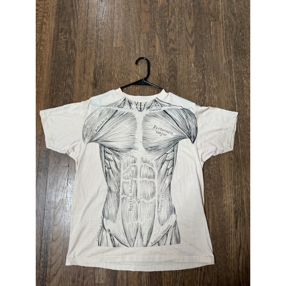 VTG 1977 Leslie Arwin Anatomy Muscular System T-Shirt Hanes L USA Single Stitch